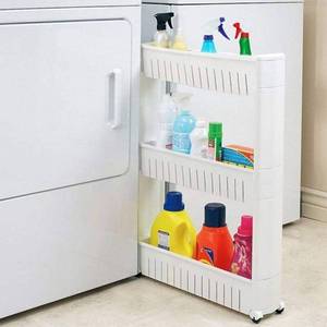 lot 3246 image: Modern Home Narrow Sliding Storage Organizer Rack