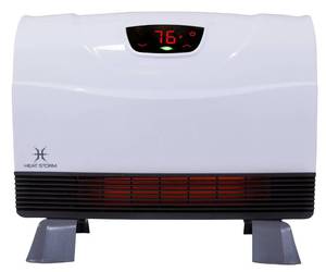 lot 3252 image: Heat Storm Phoenix Infrared Space Heater with Attachable Feet, Remote Control, Energy Efficient-750-1500 Watts, White Floor or Wall - HS-1500-PHX