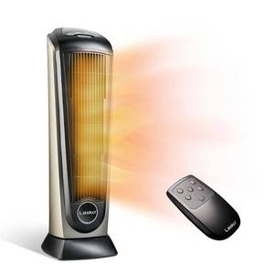 lot 3254 image: Lasko - Portable Ceramic Tower Space Heater with Remote Control - BlackSilver