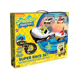 lot 3271 image: NKOK SpongeBob Hot Rod Boat Slot Car Race Set 2531, Contains 8 Feet of Track, Dual Players, Great Item for Kids to Play with, Features a Lap Counter, Ages 6 and up