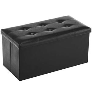 lot 3281 image: Youdesure Folding Storage Ottoman Bench, Faux Leather Footrest Couch for Living Room, 30 inch Storage Bench with Padded Seat for Bedroom Hallway, Holds up to 350lbs, Black