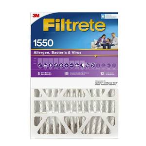 lot 3282 image: Filtrete 20x25x5 Air Filter MPR 1550 DP MERV 12, Healthy Living Ultra Allergen Deep Pleat, 1-Pack, Fits Lennox & Honeywell Devices (exact dimensions 19.56 x 24.19 x 4.69)