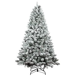 lot 3289 image: 6ft Flocked Christmas Tree, Flocked Artificial Christmas Pine Tree, Flocked Hinged Xmas Tree with Pine Cone,Reinforced Metal Base & Easy Assembly,Snow Flocked Christmas Tree for Indoor and Outdoor