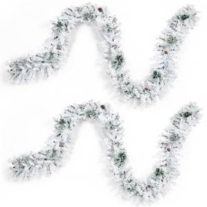 lot 3306 image: Riceshoot 9.84 Ft Flocked Christmas Garland Artificial Christmas Frosted Pine Garland Snow Cedar Garland for Xmas Winter Mantel Fireplace Table Centerpiece Background Hanging Decor(2 Pieces)