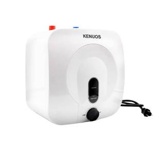 lot 3310 image: KENUOS Mini Tank Electric Water Heater 2.5 Gallon Under Sink Instant Hot Water Heater 110V120V 1.5KW White Small Compact Tank Storage,Pressure Release Value Rv Trailer Kitchen Cupboard Plug in