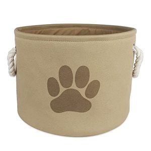 lot 3319 image: Bone Dry Pet Storage Collection Collapsible Bin, Medium Round, Taupe