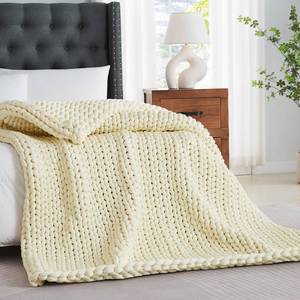 lot 3336 image: Guohaoi Handmade Knitted Weighted Blanket,Breathable and Soft Chunky Weighted Blanket for Adult,Best Gift for Christmas(Cream White,50x60 15lbs)