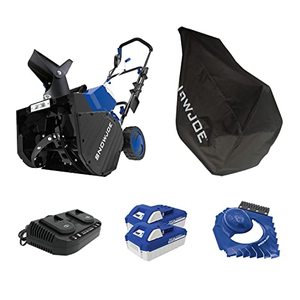 lot 3340 image: Snow Joe 24V-X2-SB18-TV1 24-Volt IONMAX Snow Blower Bundle (w 2 x 4.0-Ah Batteries, Dual Port Charger, Cover, Ice Dozer)