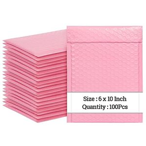 lot 3355 image: 6x10 Inch Bubble Mailers 100 Pack, Self Seal Padded Envelopes for Small Business, Waterproof Shipping Bags, Light pink