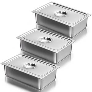 lot 3358 image: WantJoin Full Size Steam Table Pans with Lid, 3 Pack 6 Inch Deep Restaurant Steam Table Pans Commercial Cookwares, Hotel Pan Made of Stainless Steel