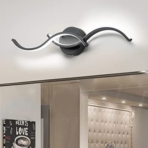 lot 3362 image: EDISLIVE Modern Wave LED Vanity Light Dimmable Modern Led Vanity Light Fixtures Linear Wall Sconce with Acrylic Strip Shade��24 in LED Vanity Lights for Bathroom Bedroom Makeup Living Room, Black