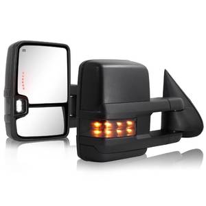 lot 3366 image: HF autoparts Towing Mirrors Compatible with 2003-2007 Chevy Silverado Side Mirror, GMC Sierra Tow Mirrors, Pair Power Heated with Turn Signal Light Backup Lamp Extendable Pair Set