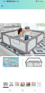 lot 3368 image: Baby Play Mat, Large Playpen for Babies and Toddlers, 71 L x 59 W x 25.5 D Baby Fence Play Area with Playmat, 360° Visible Playard for Baby, Indoor Extra Large Baby Playpen for Infants Age 1-3