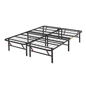 lot 3372 image: Amazon Basics Foldable Metal Platform Bed Frame with Tool Free Setup, 14 Inches High, Sturdy Steel Frame, No Box Spring Needed, Queen, Black
