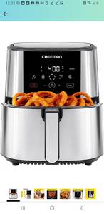 lot 3377 image: Chefman TurboFry Touch Air Fryer, XL 8-Qt Family Size, One-Touch Digital Control Presets, French Fries, Chicken, Meat, Fish, Nonstick Dishwasher-Safe Parts, Automatic Shutoff, Stainless Steel