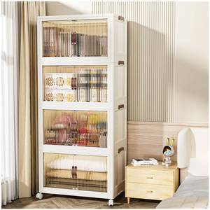 lot 3378 image: Kmiectse 102 QT Large Storage Bins with Lid, Plastic Storage Organizer for Living Room Bedroom, Foldable Stackable Toy Storage, Storage Containers for House Organizing, 4 Tier 1 Lid