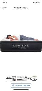 lot 4725 image: King Koil Luxury Plush Pillow Top Queen Size Air Mattress with Built-in High-Speed Pump for Home, Camping, Guests Inflatable Airbed Double High Blow Up Bed, Durable Waterproof, 1-Year Warranty