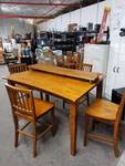 Oak Pub Height Dining Table with Chairs and Leaf