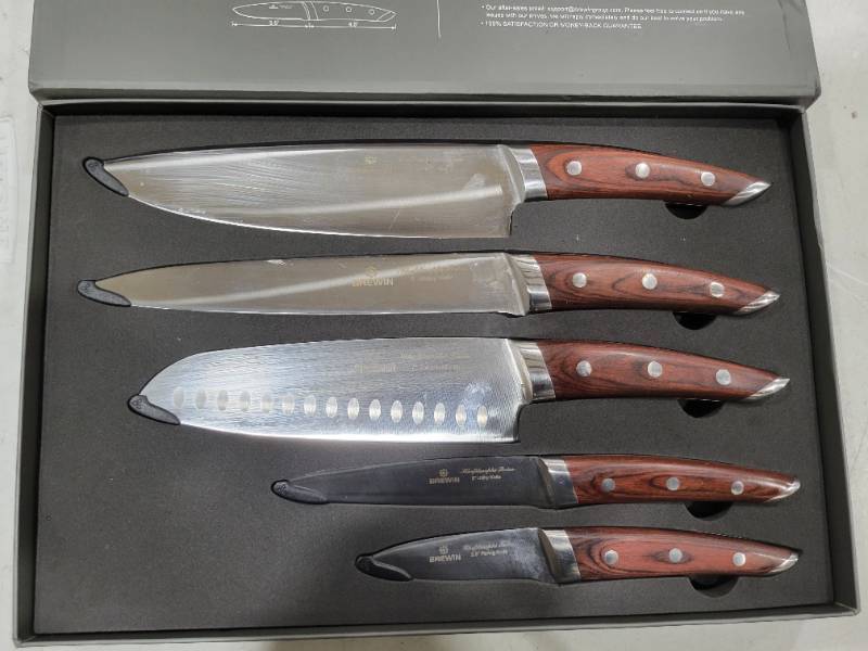 Brewin CHEFILOSOPHI Chef Knife Set 5 PCS with Elegant Red
