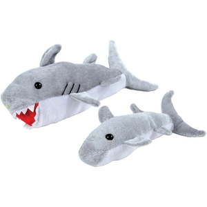 lot 170590 image: US Toy Mama & Baby Shark Stocking Stuffer 9 & 7 Plush Animals Grey White