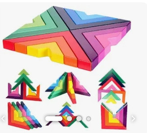 lot 170507 image: Lewo Wooden Rainbow Stacking Game Learning Toy Geometry Building Blocks Sealed