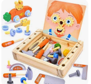 lot 170516 image: Eapura Montessori Construction Toys, Wooden Kids Tools Set Box-Pretend Play Stem Building Educational Toys for 3 Gifts for 3 4 5 Year Old Boys Girls