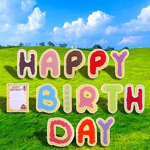 lot 170541 image: Happy Birthday Yard Signs with Cute Design Birthday Decorations Corrugated Yard Stake Signs Outdoor Decorations with Stakes Yard Signs for Birthday YardLawn Decorations (20 Inch Large)