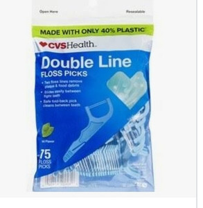 lot 170565 image: CVS Health Double Line Floss Picks, Mint, 75 CT