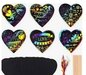 lot 170615 image: 40 Packs Valentines Day Cards with Scratch Heart Scratch Paper Magic Color Scratch Heart Rainbow Cards for Kids Valentine Crafts & Art Classroom Exchange, Valentines Party Favors