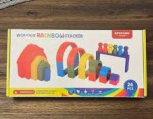 lot 170621 image: ATOYLINK WOODEN RAINBOW STACKER 24 PCS