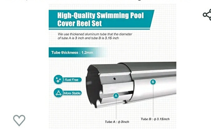 RETAIL $129.99 Pool Cover Reel Set 14-18 feet Solar Cover Reel for