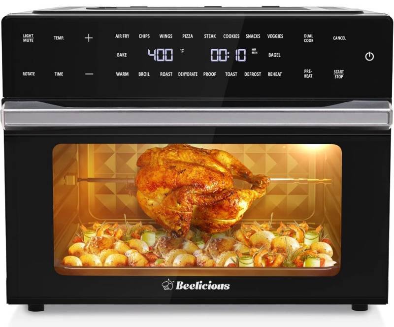 Beelicious 32QT Extra Large Air Fryer, 19-In-1 Air Fryer Toaster Oven Combo  with Rotisserie and Dehydrator, Digital Convection Oven Countertop