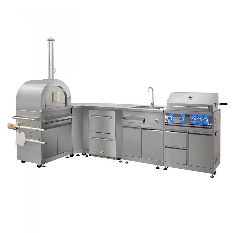 Thor Kitchen 7-Piece Modular Outdoor Kitchen Island Suite w/ 4-Burner ...