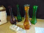 (6) ct. lot Vases and perfume bottle in canvas tote