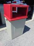 (1) Carlisle 56 gallon trash can red hood lid with flap 34405805 sells on U-Line for $360.00