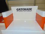 Gatorade Sales Display Shelf, 5' x 3' x 5' tall, adjustable shelves, remove-able merchandise clip hangers, magnetic side decal for easy change-up