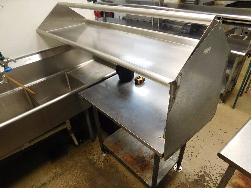 lot 287 image: 5 Foot Wide Stainless Dish Table and Drying Rack
