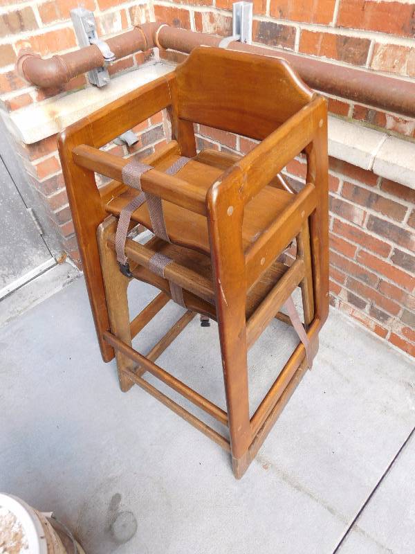 lot 298 image: Lot of 2 Wood High Chairs