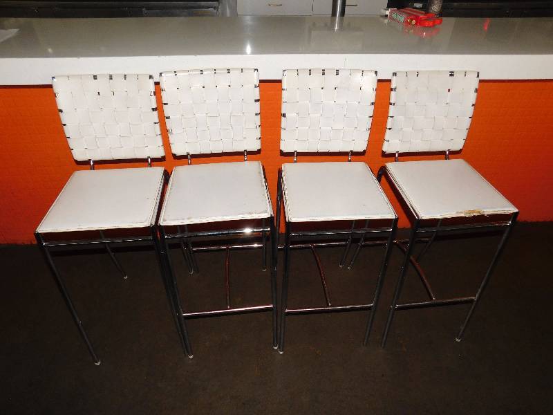 lot 300 image: 4 Bar Height Metal Chairs wVinyl Seat and Back