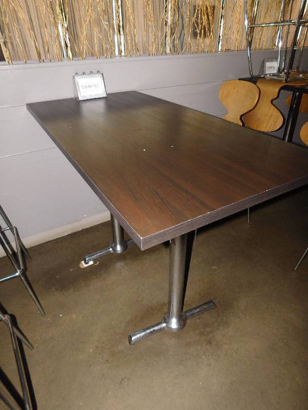 lot 301B image: Bar Height Wood Table wMetal Legs