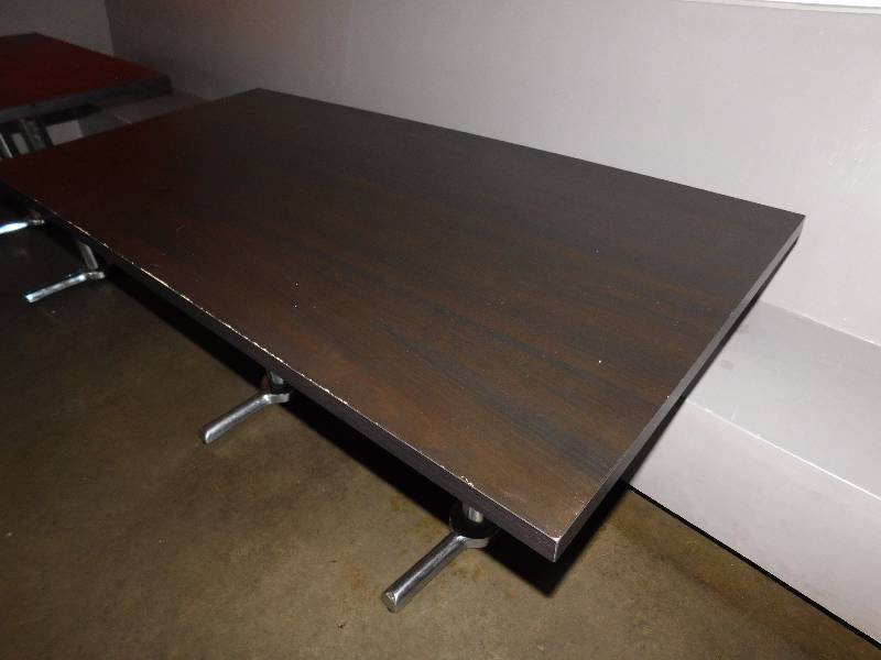 lot 302D image: Dining Height Wood Table wMetal Legs