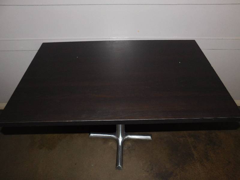 lot 303B image: Dining Height Wood Table wMetal Legs