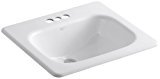 lot 4839 image: KOHLER K-2895-4-0 Tahoe Self-Rimming Lavatory, White Case Iron