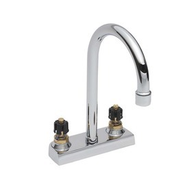 lot 4971 image: American Standard 7400.00.002 Heritage Centerset Gooseneck Lavatory Faucet, Less Handles, Polished Chrome (Handles Not Included)