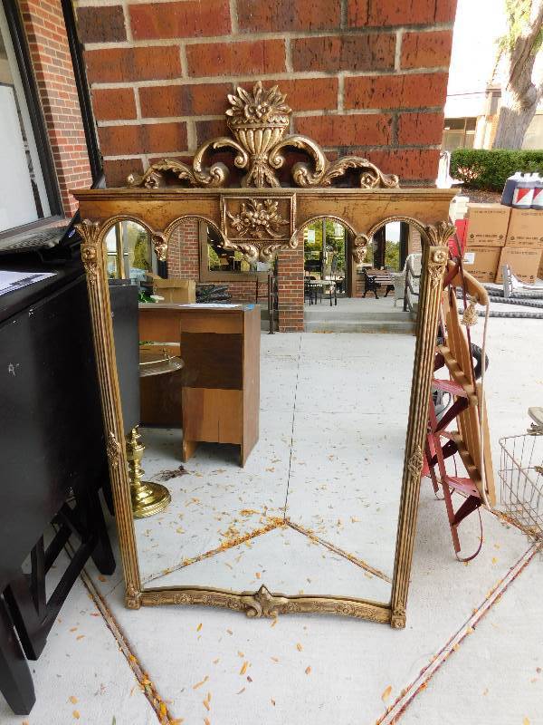 lot 8281 image: 51 x 31 Wall Mountable Mirror. Form Fitted Reinforced Plaster Frame.