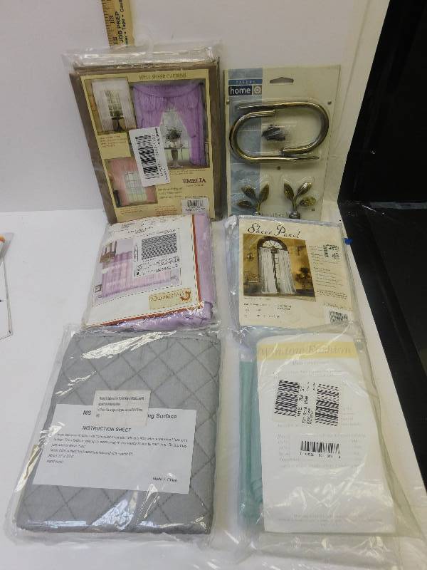 lot 8033 image: Assorted Cloth Curtians and Window Curtians and More.