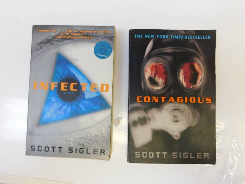 lot 8193 image: Infected and Cantagious. 2 Paperback Books.