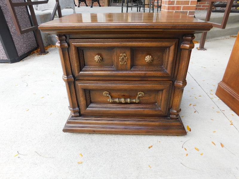 lot 8262 image: 24 T,  27 W, 17 D. Two Drawer Hardwood Bedside Table.