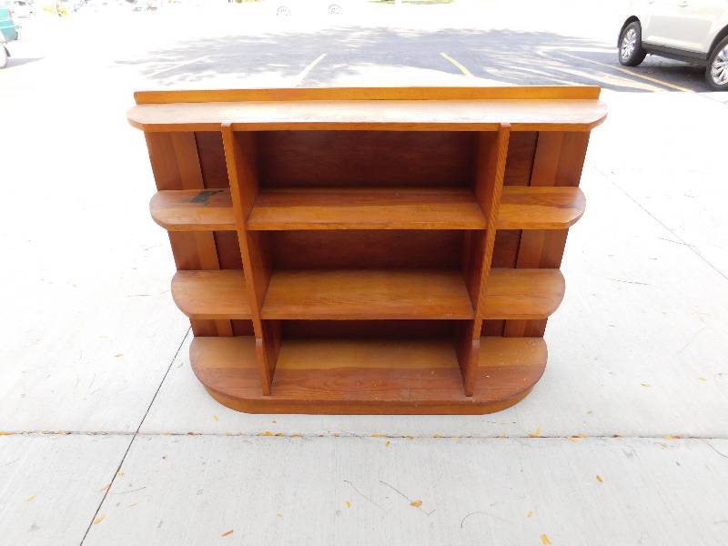 lot 8276 image: 36 T, 48 W, 12 D. -  Four Shelf Hardwood Display Rack.