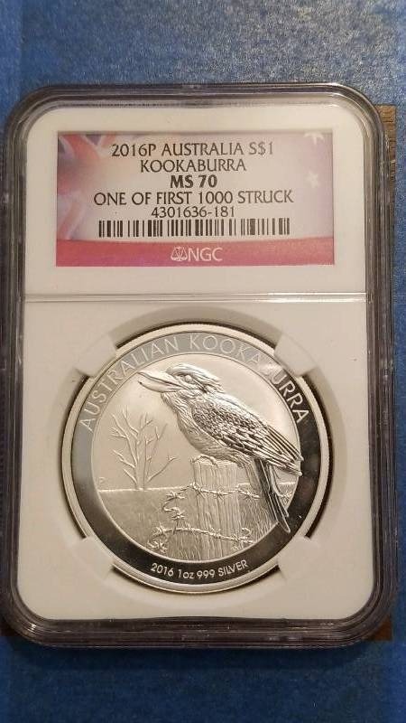 lot 68 image: 2016(P) Kookaburra 1 of 1,000 Struck Mint Uncirculated MS 70
